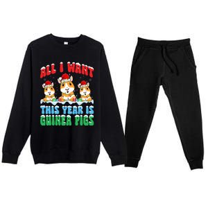 All I Want This Year Is Guinea Pig Wearing Christmas Hat Great Gift Premium Crewneck Sweatsuit Set