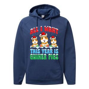 All I Want This Year Is Guinea Pig Wearing Christmas Hat Great Gift Performance Fleece Hoodie