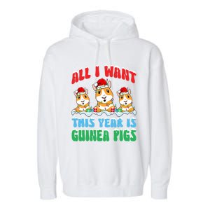 All I Want This Year Is Guinea Pig Wearing Christmas Hat Great Gift Garment-Dyed Fleece Hoodie