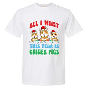 All I Want This Year Is Guinea Pig Wearing Christmas Hat Great Gift Garment-Dyed Heavyweight T-Shirt