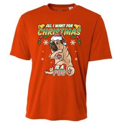 All I Want For Christmas Is A Pug Santa Claus Santa Claus Gift Cooling Performance Crew T-Shirt