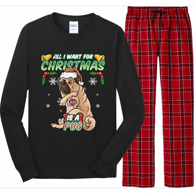 All I Want For Christmas Is A Pug Santa Claus Santa Claus Gift Long Sleeve Pajama Set