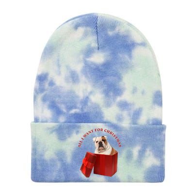 All I Want For Christmas English Bulldog Funny Gift Tie Dye 12in Knit Beanie