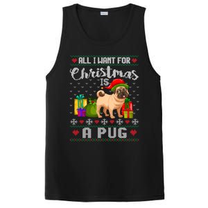 All I Want For Christmas Is A Pug Ugly Xmas Sweater Funny Gift PosiCharge Competitor Tank