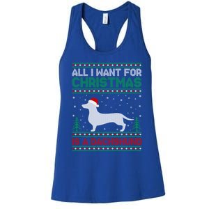 All I Want For Xmas Is A Dachshund Dog Ugly Xmas Sweater Funny Gift Women's Racerback Tank