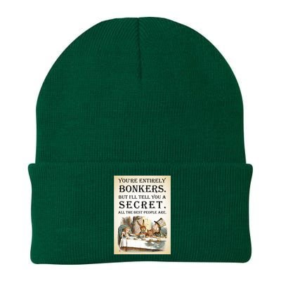 Alice In Wonderland Tea Party YouRe Entirely Bonkers Quote Knit Cap Winter Beanie