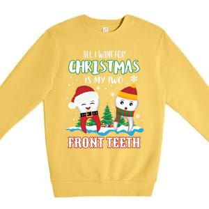 All I Want For Christmas Is My Two Front Teeth Xmas Gift Premium Crewneck Sweatshirt