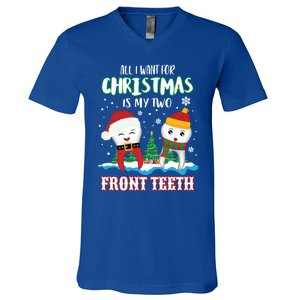 All I Want For Christmas Is My Two Front Teeth Xmas Gift V-Neck T-Shirt