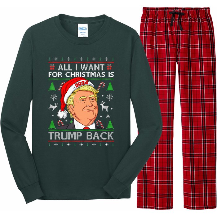 All I Want for Christmas Is Trump Back 2024 Ugly Sweater  Long Sleeve Pajama Set