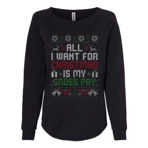 All I Want For Christmas Is My Gross Pay Joke Womens California Wash Sweatshirt