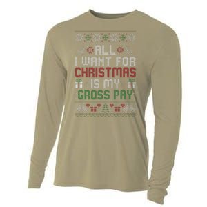 All I Want For Christmas Is My Gross Pay Joke Cooling Performance Long Sleeve Crew