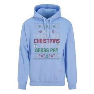 All I Want For Christmas Is My Gross Pay Joke Unisex Surf Hoodie