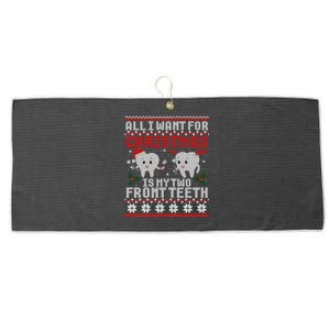 All I Want For Christmas Is My Two Front Th Ugly Gift Large Microfiber Waffle Golf Towel