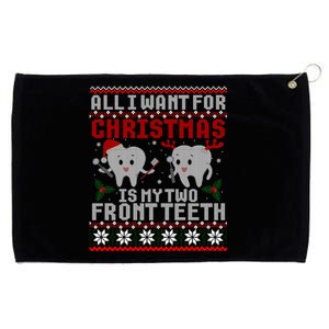 All I Want For Christmas Is My Two Front Th Ugly Gift Grommeted Golf Towel