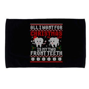 All I Want For Christmas Is My Two Front Th Ugly Gift Microfiber Hand Towel