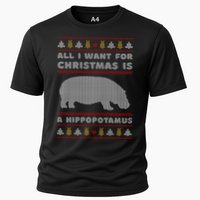 All I Want For Christmas Is A Hippopotamus Cute Ugly Christmas Cooling Performance Crew T-Shirt