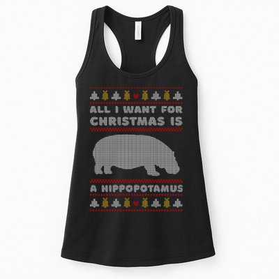 All I Want For Christmas Is A Hippopotamus Cute Ugly Christmas Womens Tank Top