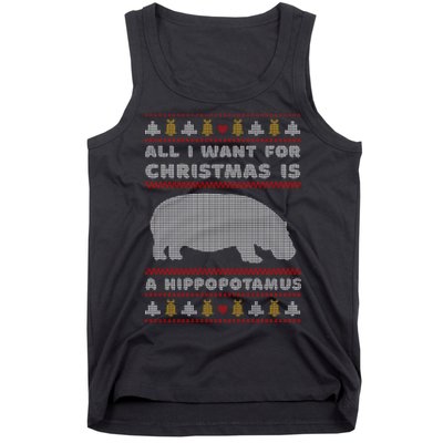All I Want For Christmas Is A Hippopotamus Cute Ugly Christmas Tank Top