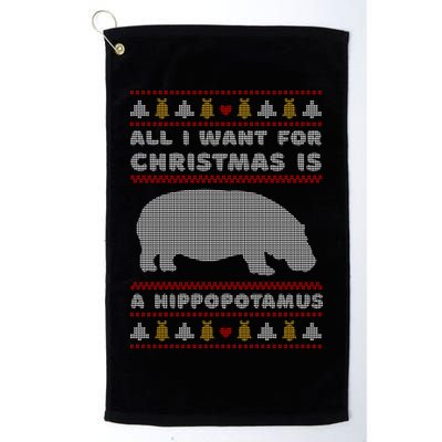 All I Want For Christmas Is A Hippopotamus Cute Ugly Christmas Golf Towel