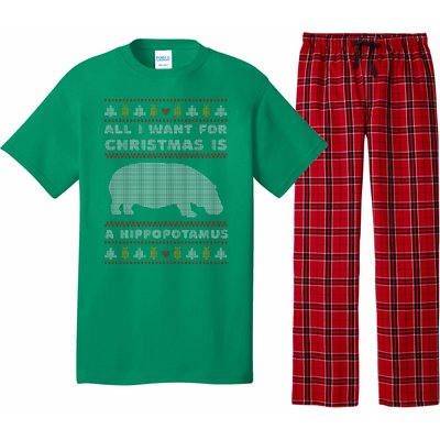 All I Want For Christmas Is A Hippopotamus Cute Ugly Christmas Pajama Set