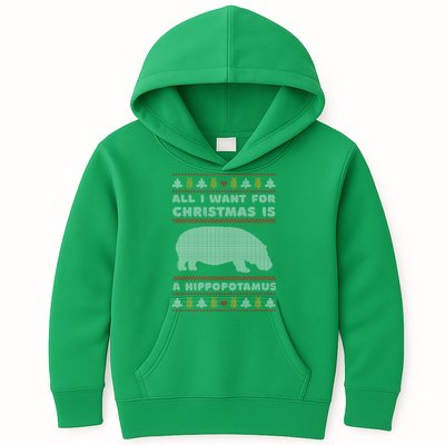 All I Want For Christmas Is A Hippopotamus Cute Ugly Christmas Kids Hoodie