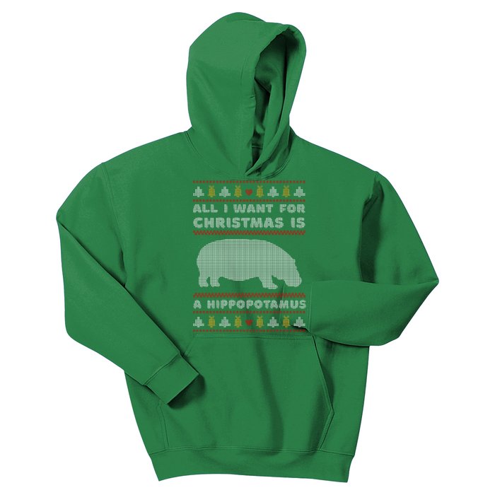 All I Want For Christmas Is A Hippopotamus Cute Ugly Christmas Kids Hoodie