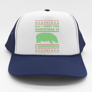 All I Want For Christmas Is A Hippopotamus Cute Ugly Christmas Trucker Hat