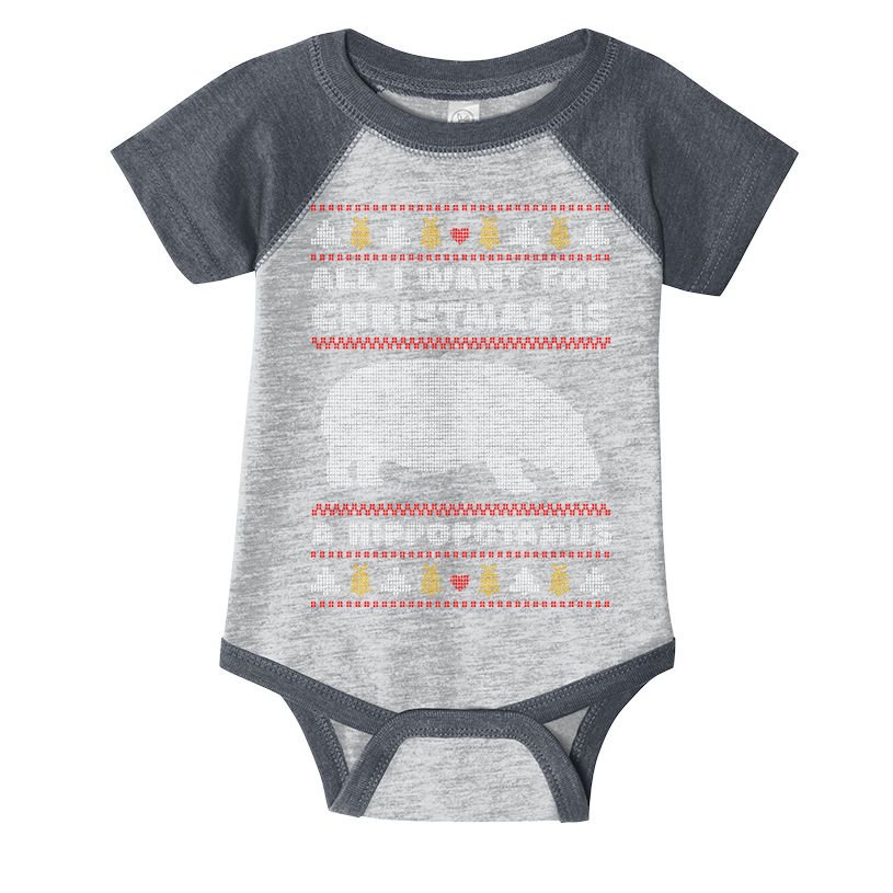 All I Want For Christmas Is A Hippopotamus Cute Ugly Christmas Infant Baby Jersey Bodysuit