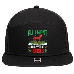 All I Want This Year Is Horses Wearing Santa Hat Christmas Cute Gift 7 Panel Mesh Trucker Snapback Hat