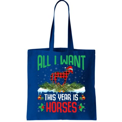 All I Want This Year Is Horses Wearing Santa Hat Christmas Cute Gift Tote Bag