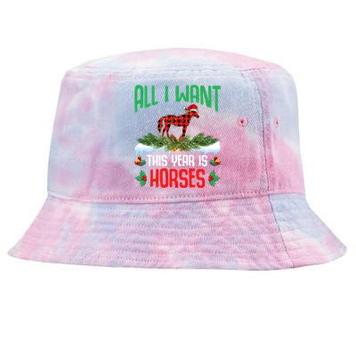 All I Want This Year Is Horses Wearing Santa Hat Christmas Cute Gift Tie-Dyed Bucket Hat