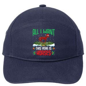 All I Want This Year Is Horses Wearing Santa Hat Christmas Cute Gift 7-Panel Snapback Hat