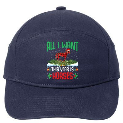 All I Want This Year Is Horses Wearing Santa Hat Christmas Cute Gift 7-Panel Snapback Hat