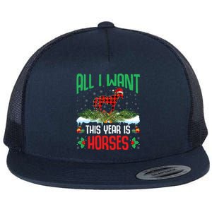 All I Want This Year Is Horses Wearing Santa Hat Christmas Cute Gift Flat Bill Trucker Hat