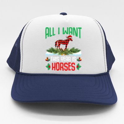 All I Want This Year Is Horses Wearing Santa Hat Christmas Cute Gift Trucker Hat