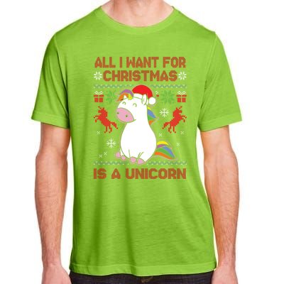 All I Want For Christmas Is A Unicorn Ugly Christmas Gift Adult ChromaSoft Performance T-Shirt