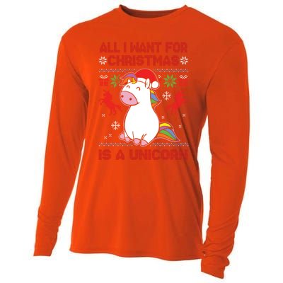 All I Want For Christmas Is A Unicorn Ugly Christmas Gift Cooling Performance Long Sleeve Crew