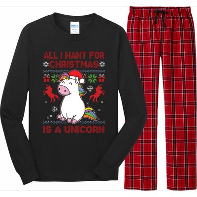 All I Want For Christmas Is A Unicorn Ugly Christmas Gift Long Sleeve Pajama Set