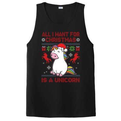 All I Want For Christmas Is A Unicorn Ugly Christmas Gift PosiCharge Competitor Tank