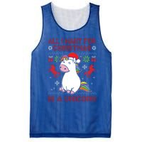 All I Want For Christmas Is A Unicorn Ugly Christmas Gift Mesh Reversible Basketball Jersey Tank