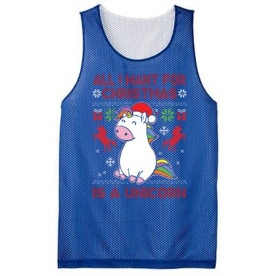 All I Want For Christmas Is A Unicorn Ugly Christmas Gift Mesh Reversible Basketball Jersey Tank