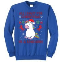 All I Want For Christmas Is A Unicorn Ugly Christmas Gift Tall Sweatshirt