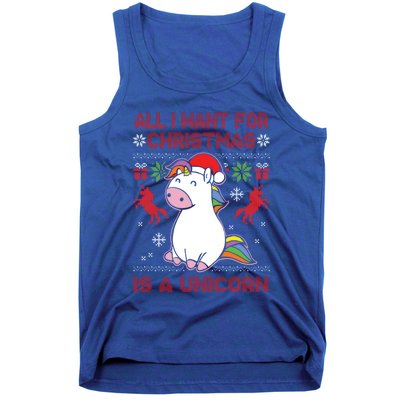 All I Want For Christmas Is A Unicorn Ugly Christmas Gift Tank Top