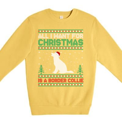 All I Want For Xmas Is A Border Collie Dog Ugly Xmas Sweater Gift Premium Crewneck Sweatshirt