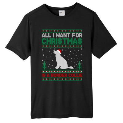 All I Want For Xmas Is A Border Collie Dog Ugly Xmas Sweater Gift Tall Fusion ChromaSoft Performance T-Shirt