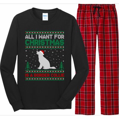 All I Want For Xmas Is A Border Collie Dog Ugly Xmas Sweater Gift Long Sleeve Pajama Set