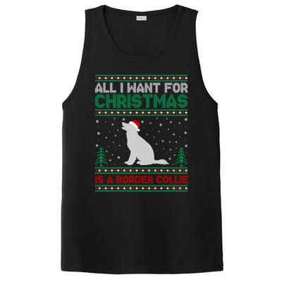 All I Want For Xmas Is A Border Collie Dog Ugly Xmas Sweater Gift PosiCharge Competitor Tank