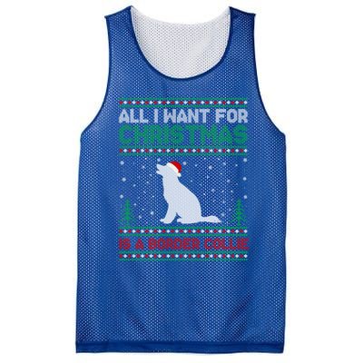 All I Want For Xmas Is A Border Collie Dog Ugly Xmas Sweater Gift Mesh Reversible Basketball Jersey Tank