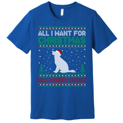 All I Want For Xmas Is A Border Collie Dog Ugly Xmas Sweater Gift Premium T-Shirt