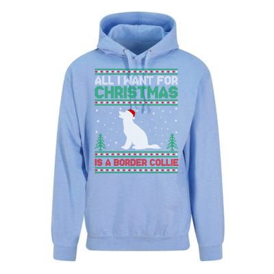 All I Want For Xmas Is A Border Collie Dog Ugly Xmas Sweater Gift Unisex Surf Hoodie